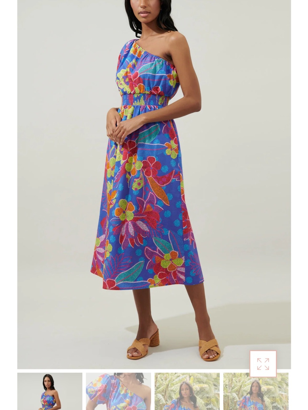 Sugarlips Amazonia Blue Bridgette One Shoulder Midi Dress - Picture 13 of 13